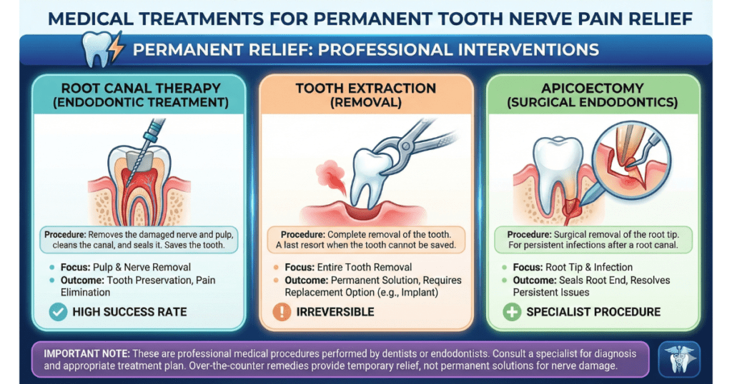 Kill Tooth Pain Nerve in 3 Seconds Permanently: Myth vs. Reality 13 Dr. Niraj Ghanghoriya explains professional medical treatments like root canal therapy, tooth extraction, and apicoectomy to kill tooth pain nerve permanently.