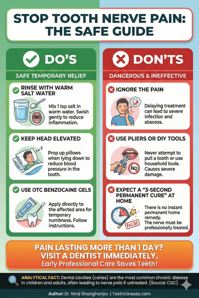 Kill Tooth Pain Nerve in 3 Seconds Permanently: Myth vs. Reality 22 Dr. Niraj's checklist for safe tooth nerve pain management vs. dangerous DIY nerve-killing myths.