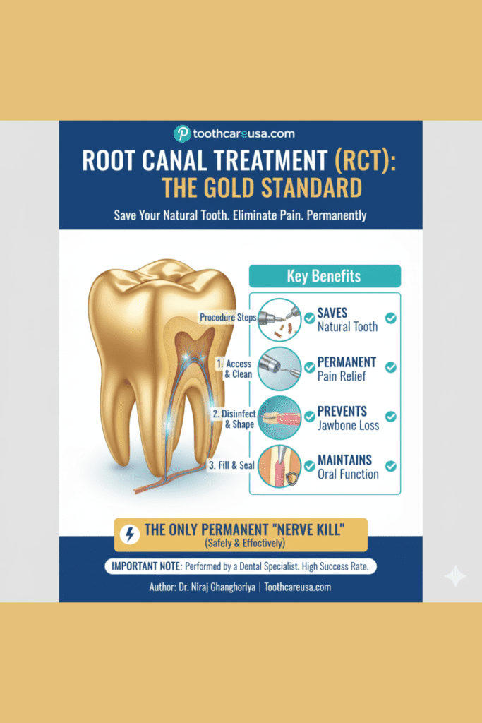 Kill Tooth Pain Nerve in 3 Seconds Permanently: Myth vs. Reality 14 Dr. Niraj Ghanghoriya explains permanent solutions for tooth nerve pain including root canal therapy, tooth extraction, and apicoectomy.