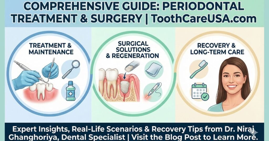 Dr. Niraj Ghanghoriya's guide to periodontal treatment and surgery options for gum disease at ToothCareUSA.com.