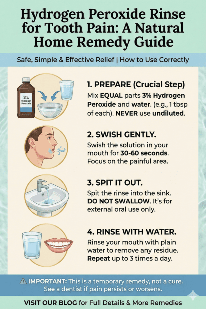 15 Proven Home Remedies for Tooth Pain That Actually Work (Dentist Approved) 8 Bottle of 3% Hydrogen Peroxide being diluted with water for a mouth rinse